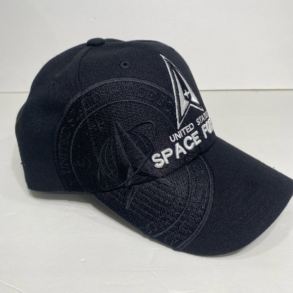 3D United States Space Force Hat Baseball Cap One Size Stretch Fit Black  USA - Picture 3 of 7